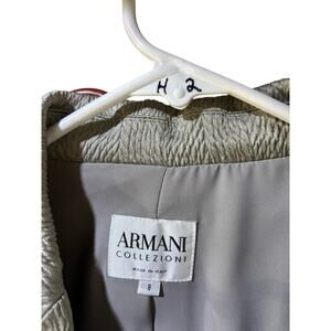 Armani Collezioni women's blazer jacket size 8 gray herringbone pattern
